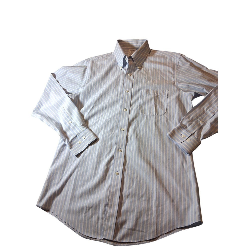 Brooks Brothers Button Up Shirt Men's‎ 15-2/3 Regent Fit Blue Stripe Casual